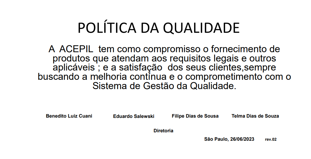 POLÍTICA DE QUALIDADE